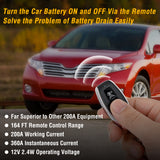 Remote Battery Disconnect Switch 12V 200A Car Anti-Theft Kill Switches Upgrade Prevent Power Drain with Wireless Remote Control Relay Fobs for Auto Truck RV Boat