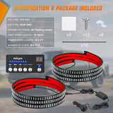 Nilight 2PCS 70 Inch Emergency Strobe Light Strip with Controller 864 LED Red Blue Running Board Lights Flexible Side Flashing Warning Caution Safety Waterproof for Truck Construction Pickup