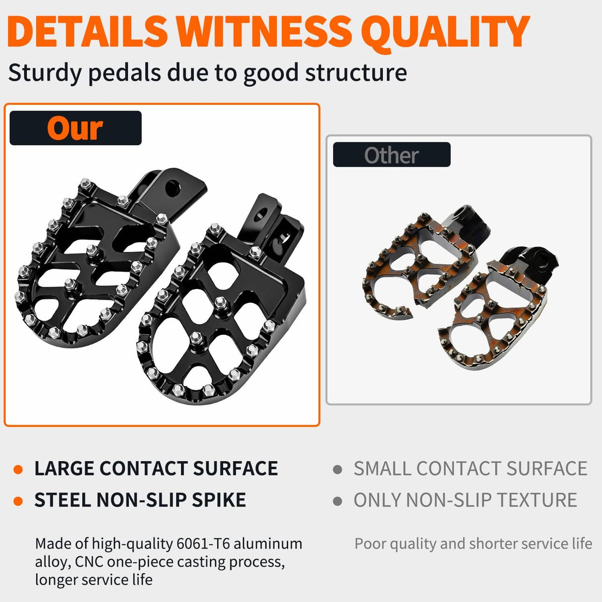 Nilight Motorcycle Foot Pegs Dirt Bike Footpegs Fit for Kawasaki KLX110 2002-2023 KLX110L 2010-2023 KX60 1998-2003 CNC Foot Pegs for Motorcycles Heavy Duty Aluminum Alloy Foot Rests, Black