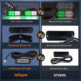 Nilight 4PCS LED Strobe lights 12V 24V Sync Feature Green White 24LED Emergency Hazard Warning Lights with Controller Hard Wire or Cigarette Lighter Plug for Car Truck RVs Campers