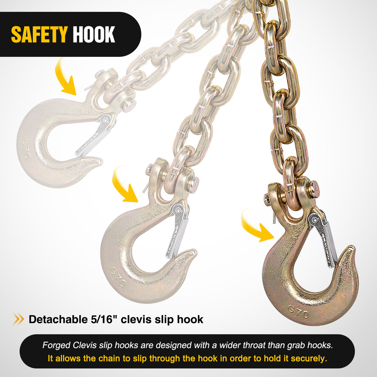 Nilight 5/16Inch X 35Inch Trailer Safety Chain 2pcs Grade 70 Towing Chain with Clevis Snap Hooks 18800lbs Break Strength for Trailer, RV,and Boat Towing