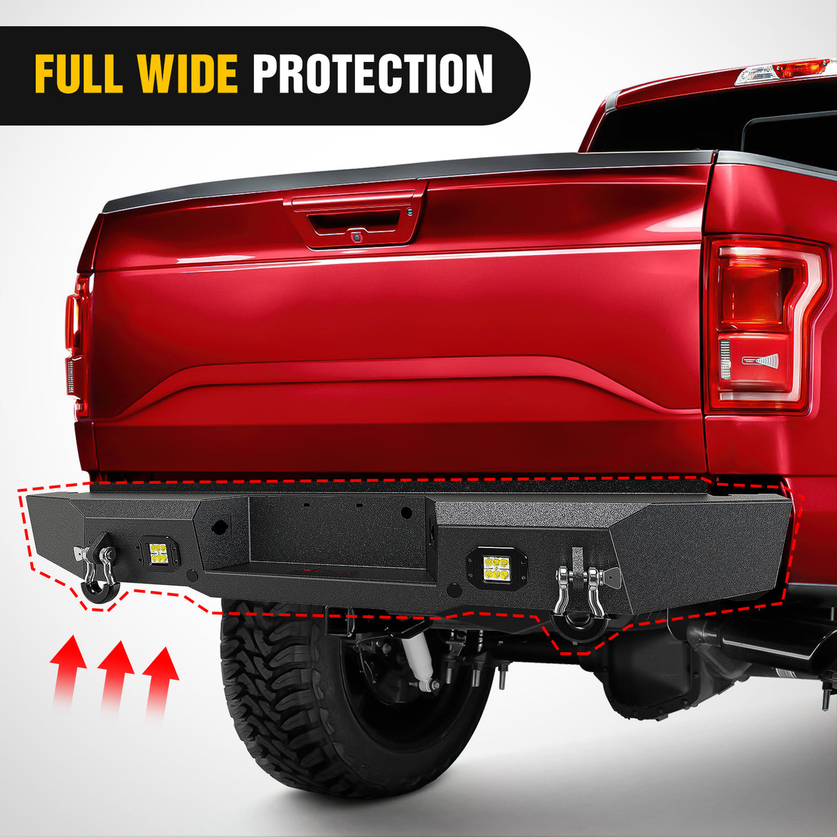 Nilight Rear Step Bumper Compatible with 2011 2012 2013 2014 2015 2016 3rd Gen Ford F250 F350 F450 Super Duty Pickup Truck Bumper with LED Lights, Sensor Holes and D-rings