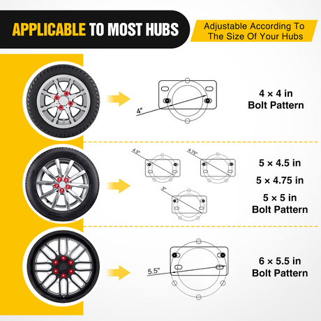 Nilight Spare Tire Carrier Trailer Spare Tire Mount Boat Trailer Carrier Bracket Utility Trailer Accessories Fits 4 &amp; 5 &amp; 6 Lugs Trailer Wheels on 4Inch 4.5Inch 4.75Inch 5Inch and 5.5Inch Bolt Patterns 150 Lbs