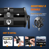 LED Light Bar 6.5Inch Off-Road LED Light Bar, 2PCS 120W 3 Lighting Modes (White/Amber/White&Amber) Driving Fog Light Spot Flood Lights with 18AWG Wiring Harness for Truck Car ATV SUV Jeep Boat