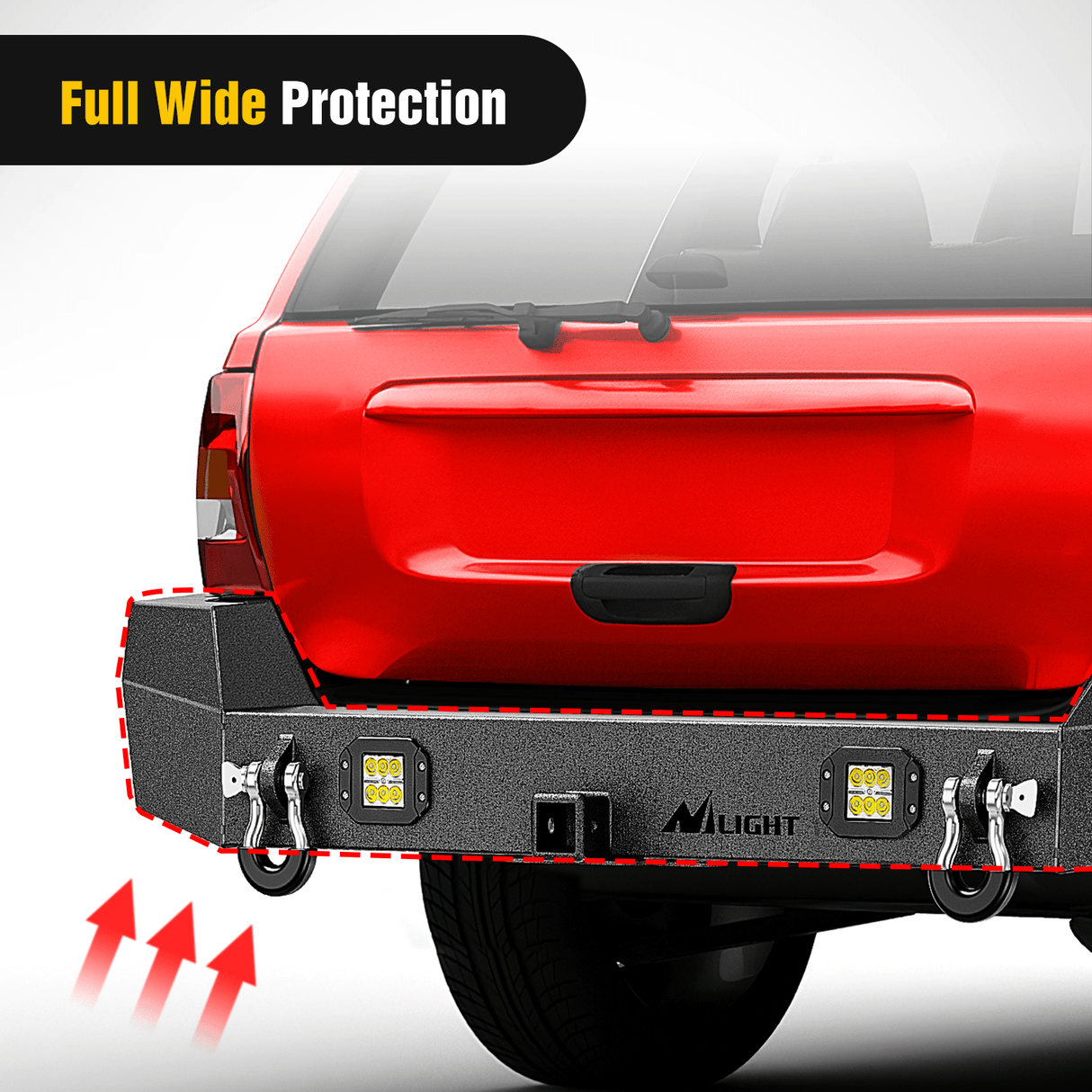 Rear Bumper 1999 2000 2001 2002 2003 2004 Jeep Grand Cherokee WJ Rear Bumper 2inch Hitch Receiver 18W LED Light Pods D-rings Textured Black Solid Steel