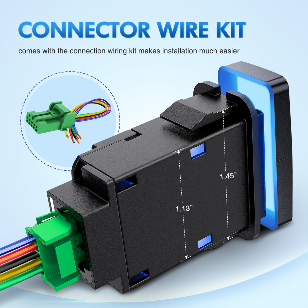 Nilight High Beam & Low Beam Dual Push Button Switch 12V ON Off Switches with Connector Wire Kit 1.54 Inchx 0.83 Inch Replacement for Toyota Tacoma Tundra 4Runner FJ Cruiser Hilux Fortuner