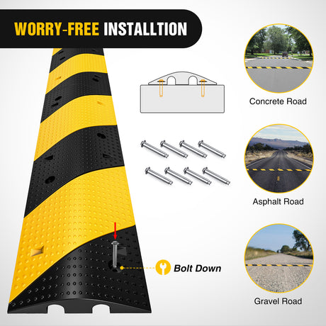 Nilight Rubber Speed Bump, 39.3Inch Heavy Duty 2 Channel Cable Protector Speed Humps for Garage Gravel Roads Asphalt Concrete, 19000 lbs Load Capacity, 2-Pack