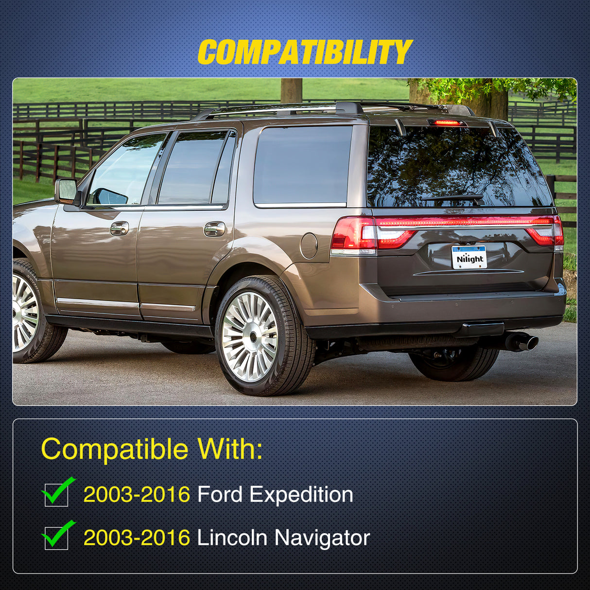 Third Brake Light Tail High Mount 3rd Stop Lights Smoked Lens Compatible with Ford Expedition Lincoln Navigator 2003 2004 2005 2006 2007 2008 2009 2010 2011 2012 2013 2014 2015 2016