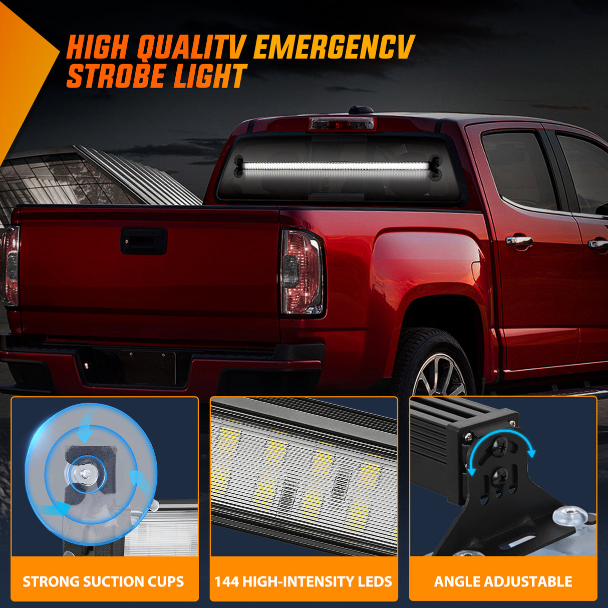 Nilight 144LED Traffic Advisor Strobe Light Bar with Controller White Emergency Warning Lights Hazard Interior Front/Rear Windshield Flashing for Cars Plow Trucks Construction Vehicles