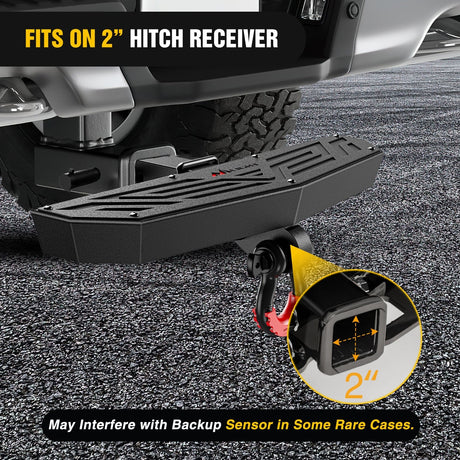 Trailer Hitch Hitch Step 2 Inch Receiver Universal Trailer Hitch Step Armor with Anti-Theft D-Ring Shackle Hitch Lock Stabilizer Anti-Slip Design Rear Bumper Guard for Pickups Trucks Vans SUVs ATVs