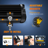 Nilight Side Shooter Light Bar 12Inch Triple Row Spot Flood Combo Yellow Beam Work Lights with 5Pin Rocker Switch Wiring Harness Kit for Off-Road Lighting on Truck SUV ATV UTV