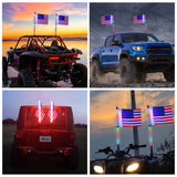 2Pcs 2FT Spiral Antenna Led Whip Light RF Remote Control | 8.6FT Wire 5Pin Switch