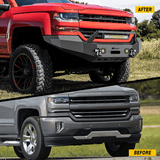 Front Bumper 2016 2017 2018 Chevy Silverado 1500 Front Bumper Textured Black Solid Steel 120W Light Bar 18W Light Pods