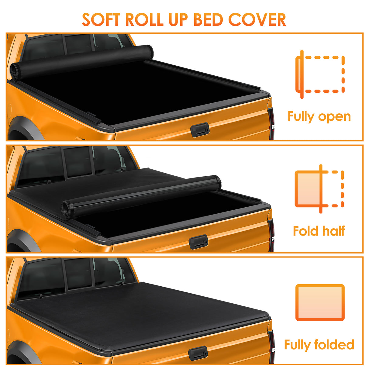 Nilight Soft Roll Up Truck Bed Tonneau Cover Compatible with Ram 1500 2009 2010 2011 2012 2013 2014 2015 2016 2017 2018,6.4ft