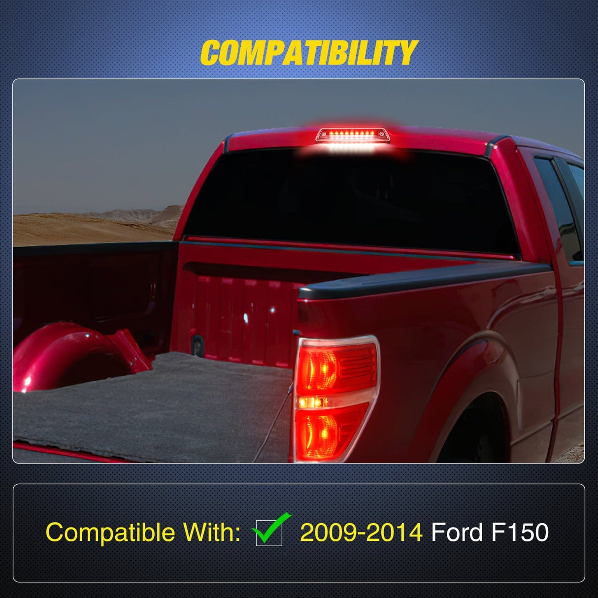 Nilight 2009-2014 Ford F150 Third Brake Light Clear Lens