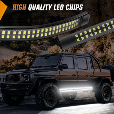 Nilight 2PCS 70 Inch Emergency Strobe Light Strip 1125 LED Running Board Lights White Flexible Side Flashing Warning Caution Safety Waterproof for Truck Construction Vehicles Pickup