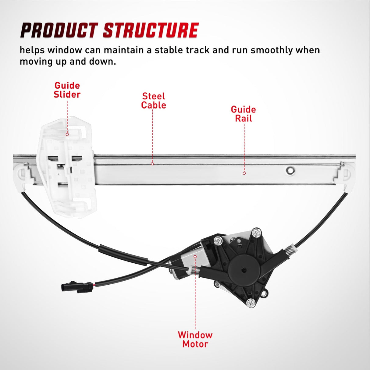 Nilight 748-913 Window Regulator and Motor Front Passenger Side Compatible with Jeep Wrangler 2007-2017 Sport Utility,Wrangler JK 2018 Sport Utility 2010 2011 2012 2013 2014 2015 2016 2017