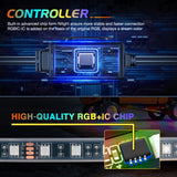 4PCS 17.5inch Wheel Ring Lights Deram Color with APP and Remote Control Neon Lights Million Colors w/Turn Signal and Braking Function for Car Van SUV Truck