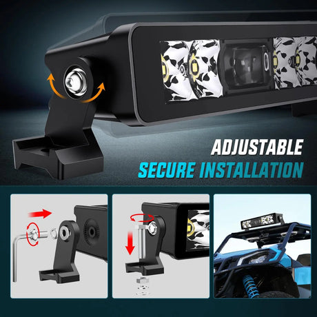 8 Inch 5LED Single Row Spot Screw-Less Night Vision LED Light Bar | 18AWG Wire 5Pin Switch Nilight