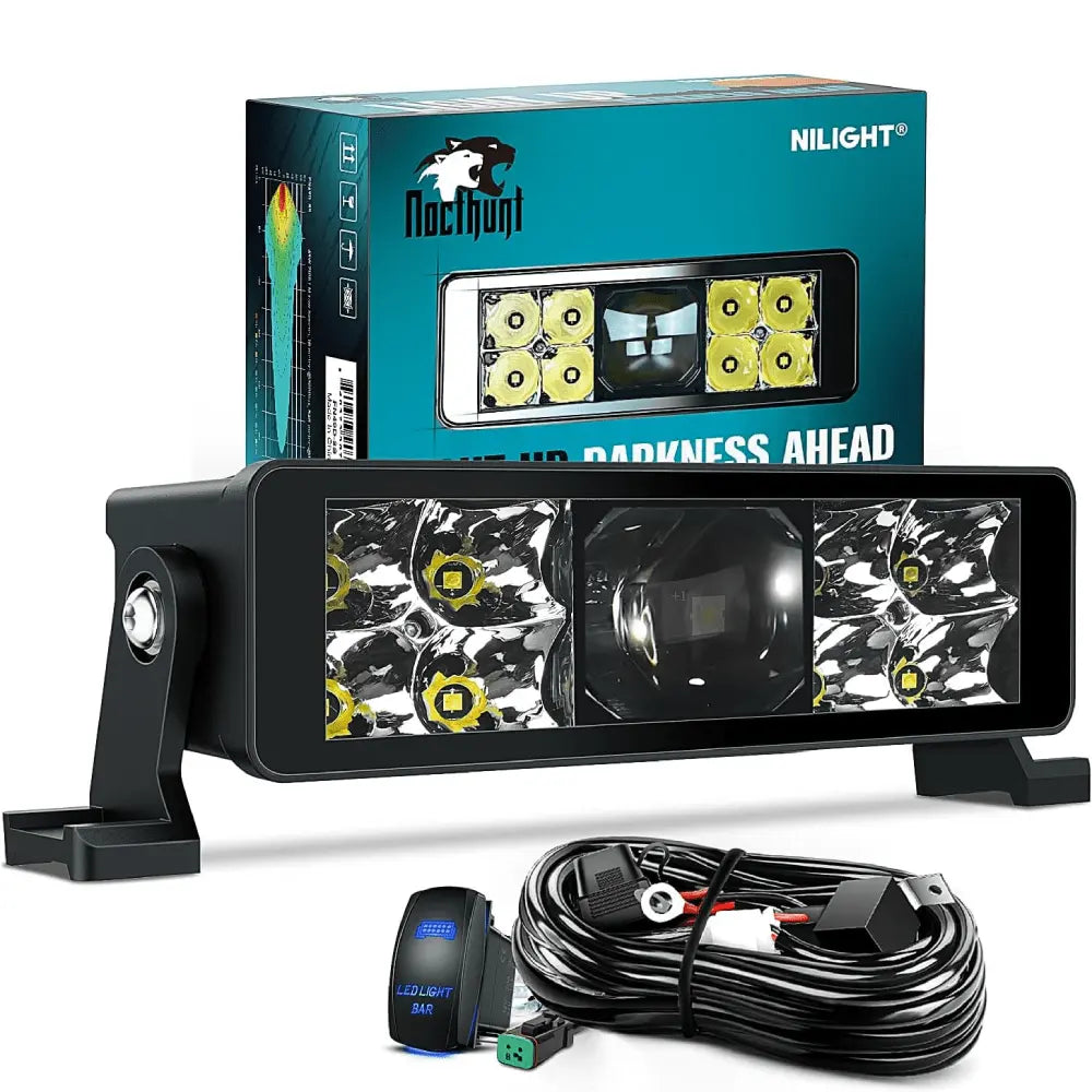 8 Inch 9LED Dual Row Spot Screw-Less Night Vision LED Light Bar | – Nilight
