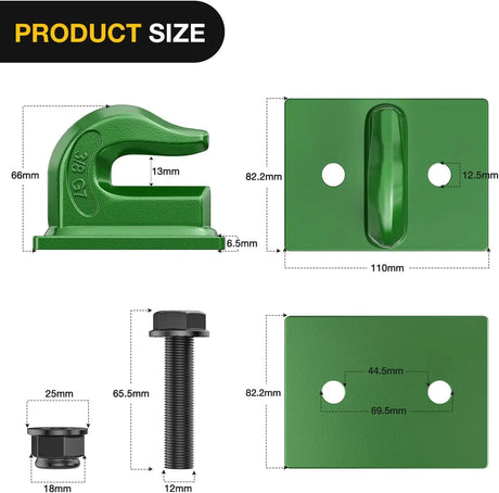 Tractor Bucket Grab Hook 3/8 Inch Dark Green (Pair) Nilight