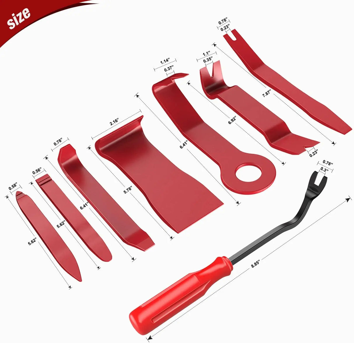 8 Pcs Auto Trim Removal Tool Set Red Nilight