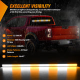 Led Strobe Light 144LED Traffic Advisor Strobe Light Bar with Controller Amber White Emergency Warning Lights Hazard Interior Front/Rear Windshield Flashing for Cars Plow Trucks Construction Vehicles