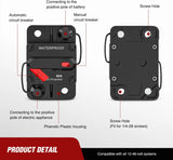 80A Circuit Breaker Resettable 12-48V DC Manual Reset w/Copper Wire Lugs Surface Mount Overload Protection Nilight