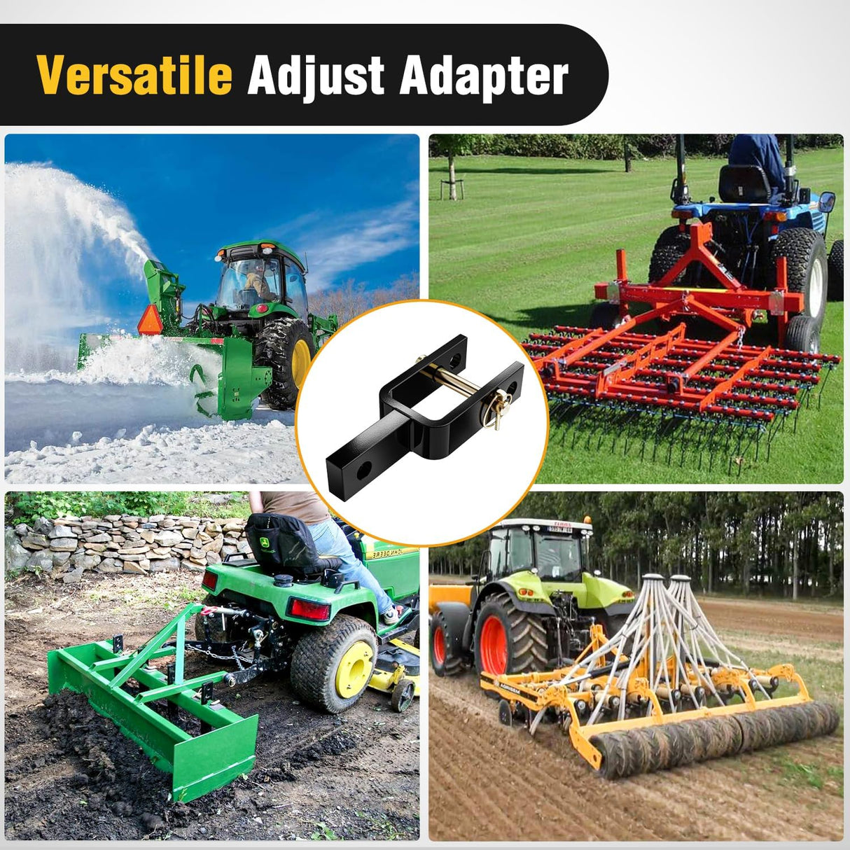 Versatile Quick Hitch Adapter with Adapter Sleeve Used to Adjust Top Link Bracket Movements Fits for Category 1 3-Point Quick Hitch Tractors