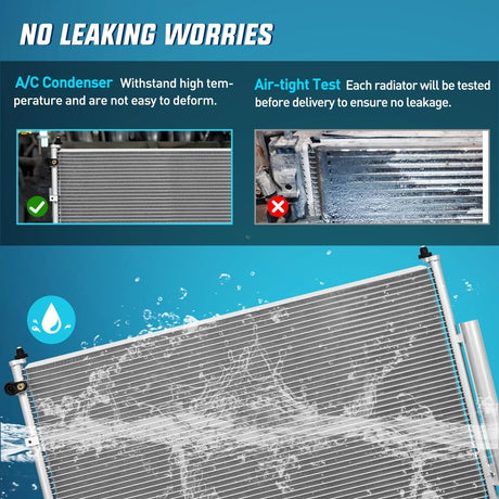 AC Condenser Compatible with Honda Odyssey EX EX-L LX Touring Elite SE 6 Cyl 3.5L 2011-2017 Air Conditioning A/C Condenser with Receiver Drier Replace# 3892, ACA84659, HO3030155, 80110TK8A01
