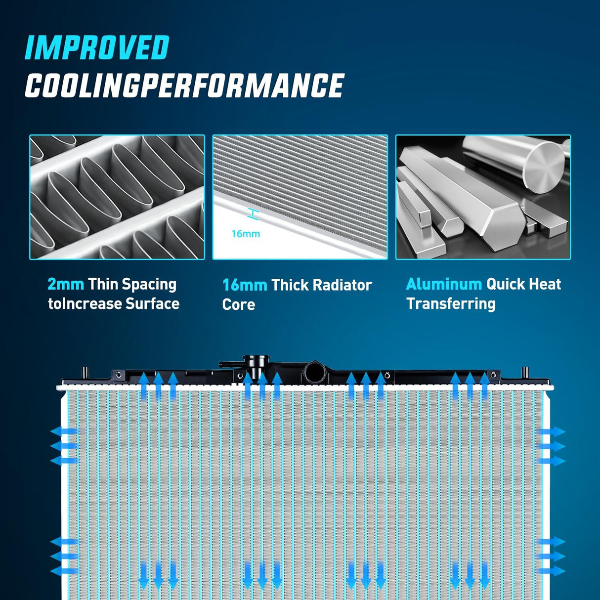 Radiator for Honda Accord 1998 1999 2000 2001 2002, Acura 1999-2001 V6 3.2L 3.0L, Automatic Trans