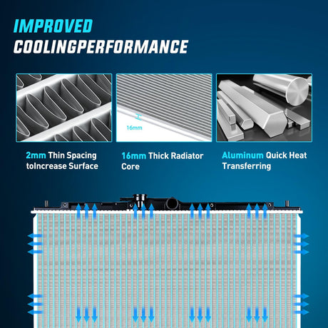 Radiator for Honda Accord 1998 1999 2000 2001 2002, Acura 1999-2001 V6 3.2L 3.0L, Automatic Trans