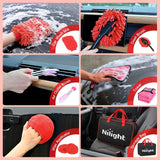 Automotive Tools 27PCS Car Detailing Kit Auto Cleaning Tools Wash Set with Storage Carry Bag Home Use for Interior Exterior Deep Clean Polish Car Care Windshield Dashboard Seat Air Vents Wheels Tires, Red