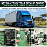 Heavy Duty Truck Tire Inflator Kit 3/8 in x 50 FT 300 PSI | Hybrid Air Hose with Universal Glad Hand and Air Chuck Lightweight Kink Resistant Semi Trailer Tractor Tire Inflation Hose