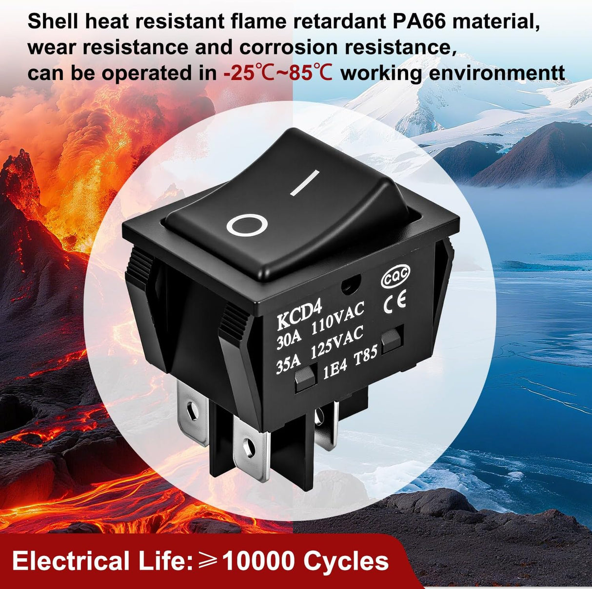3PCS DPST Rocker Switches 12V 30A/110V 35A/125VAC 4 Pin 2 Position Switch ON Off Toggle Switch KCD4 for Car Automotive Truck Boat Marine Off-Road Vehicle