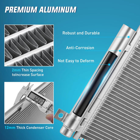 AC Condenser Fit for Honda Civic LX LX-P EX Sedan L4 2016 2017 2018 2019 2020 2021 Air Conditioning A/C Condenser with Receiver Drier Replace#30007, HO3030164, HVA00409, ACA14704, 80100TBAA01