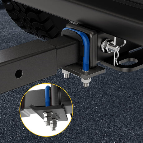 Trailer Hitch Tightener for 2 Inch Trailers Hitches Mount Anti Rattle Heavy Duty Steel with Rubber Cover Dark Blue U Bolt Matte Black Plate Electrophoresis Anti-Rust Triple Protective
