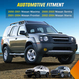 Fog Light Assembly Compatible with 2000 2001 Nissan Maxima 2002 2003 Sentra&Frontier 2004 Xterra Amber Lens Lamps Replacement