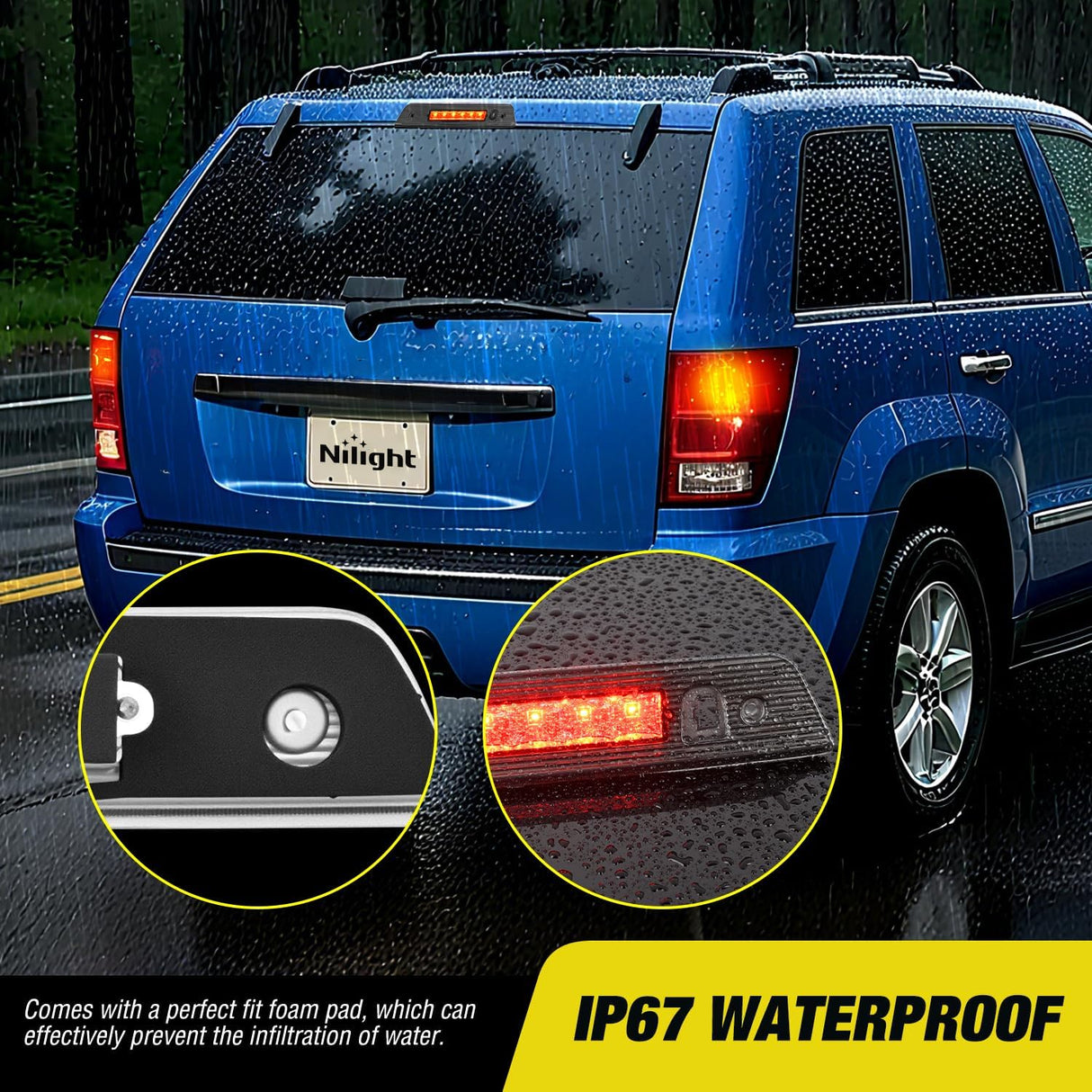 Third Brake Light Tail High Mount 3rd Stop Lights Smoked Lens Compatible with Jeep Grand Cherokee 2005 2006 2007 2008 2009 2010 Van SUV Rear Center Cab Lamp