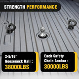 60618 Puck System Gooseneck Hitch Ball Kit, Compatible with 2013-2025 Dodge RAM 2500 3500, 2-5/16 Inch Gooseneck Ball for Truck Bed with 2 Safety Chain Anchors w/Storage Box