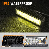 6 Inch Yellow LED Light Pods 2 PCS 60W Flood Spot Combo Beam Off Road Work Driving Fog Lighting for 12V 24V ATV UTV Pickup Truck Tractor Boat