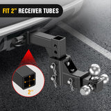 Adjustable Trailer Hitch Ball Mount Fits 2 Inch Receiver Tri-Ball 1-7/8 Inch-6000LBS 2 Inch-7500LBS 2-5/16 Inch-10000LBS Capacity Chrome Trailer Ball Hitch with Solid Shank