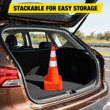 28 inch Traffic Safety Cones, 4  Pack Durable PVC Orange Cones with Reflective Collars for Road Safety, Parking, Construction Work, Sports Training