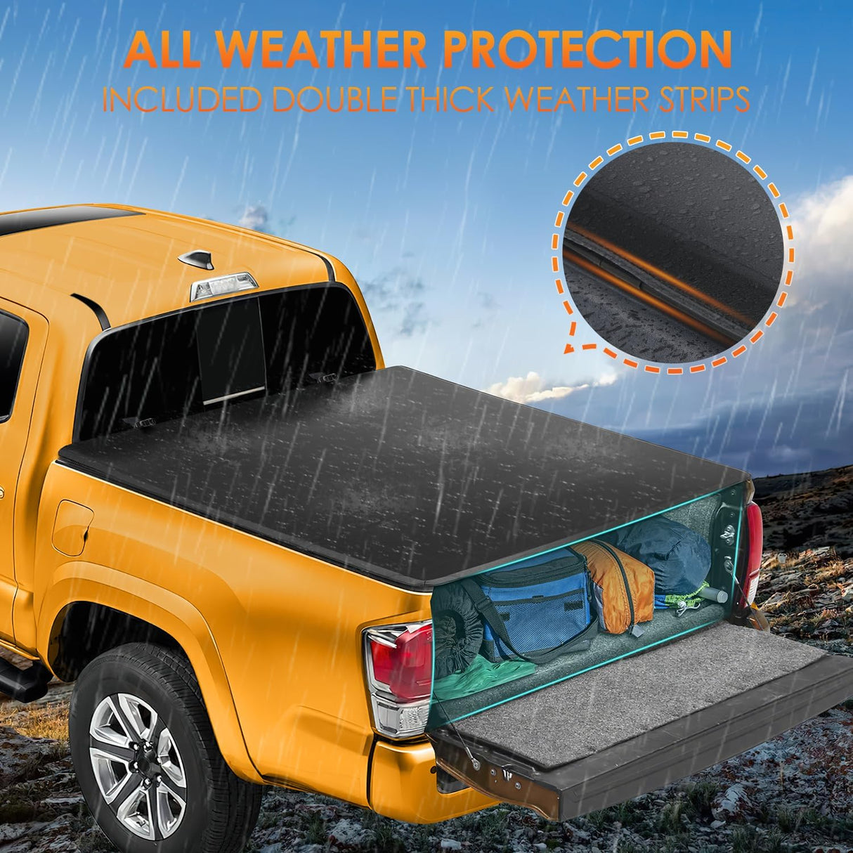 Soft Tri-fold Truck Bed Tonneau Cover Fits for Toyota Tacoma 2016 2017 2018 2019 2020 2021 2022 2023-5ft