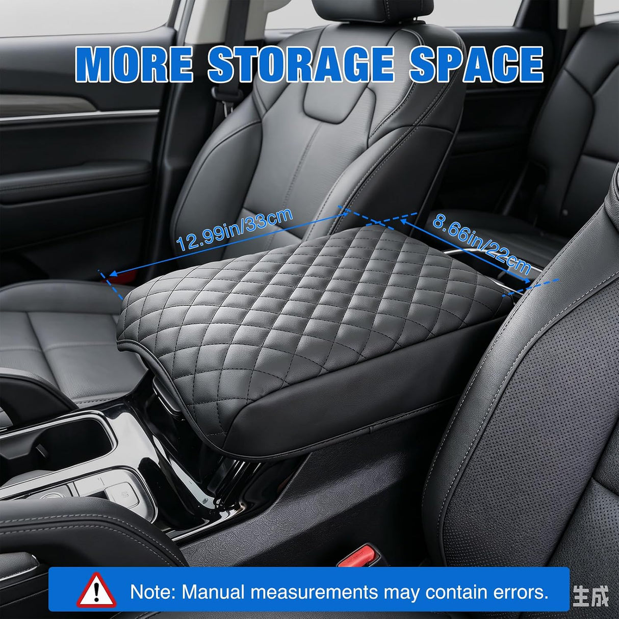 Center Console Cover for Kia Telluride 2020-2026 Armrest Cushion | for Telluride 2020 21 22 23 24 25 2026 Accessories Nappa Leather Armrest Cover for Car Waterproof Center Console Pad, Black