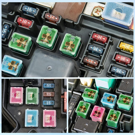 30pcs Jcase Car Fuse Assortment Kit Low Tall STD Profile Box Shaped Fuses Replacement 20A 30A 40A 50A 60A for Cars Trucks SUVs RVs