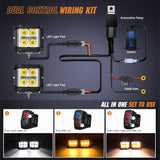 Side Shooter LED Light Pods with Amber DRL 4 Inch 26 W Spot Flood Combo LED Cubes Light w/ 16AWG Wiring Kit for Offroad Driving Fog Light Auxiliary Light on Truck ATV UTV