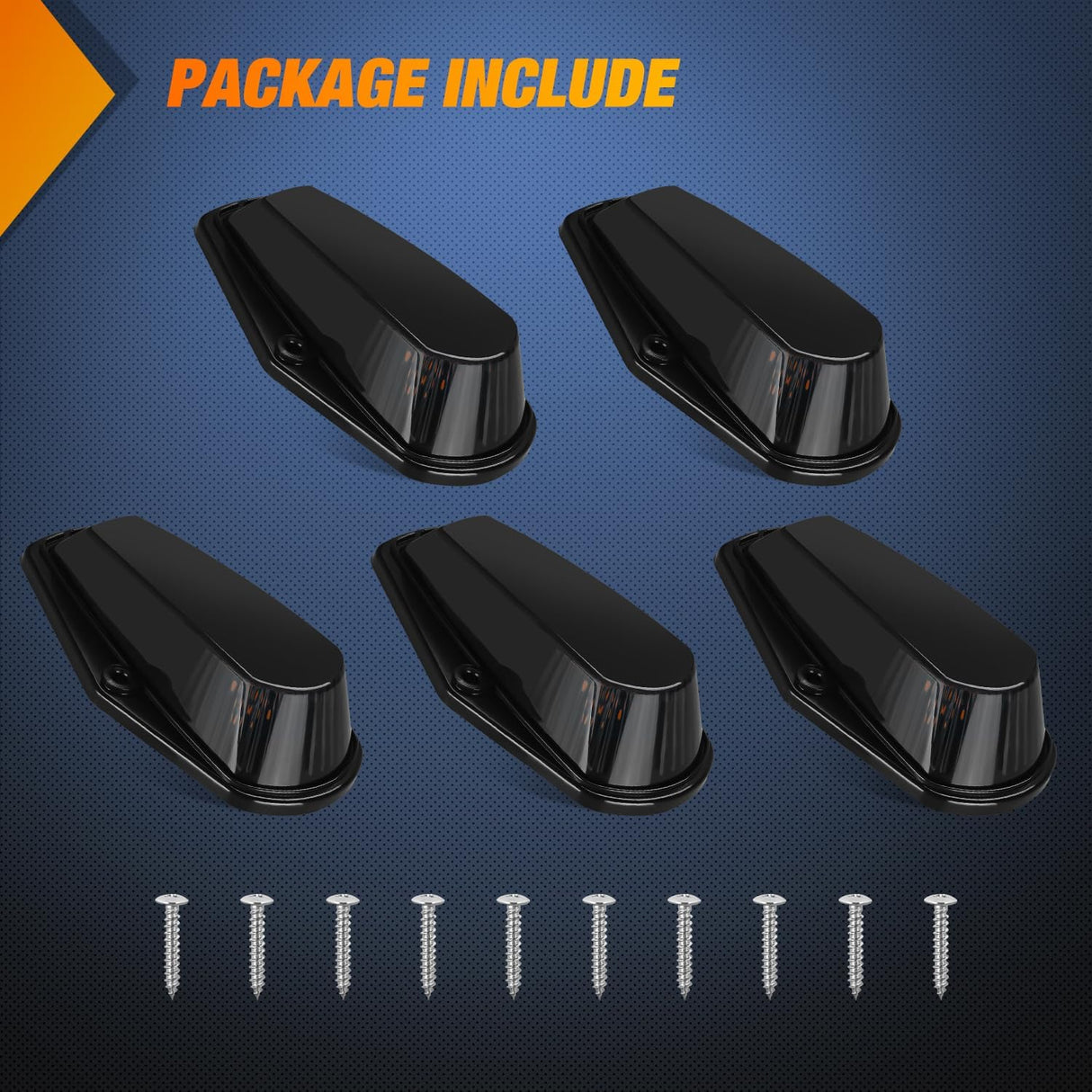 LED Cab Marker Lights 5 PCS 16 LED Smoke Lens Amber Clearance Roof Running Light Compatible with1984-1997 Ford F150 F250 F350 Pickup Trucks 1988-1997 Ford F Super Duty