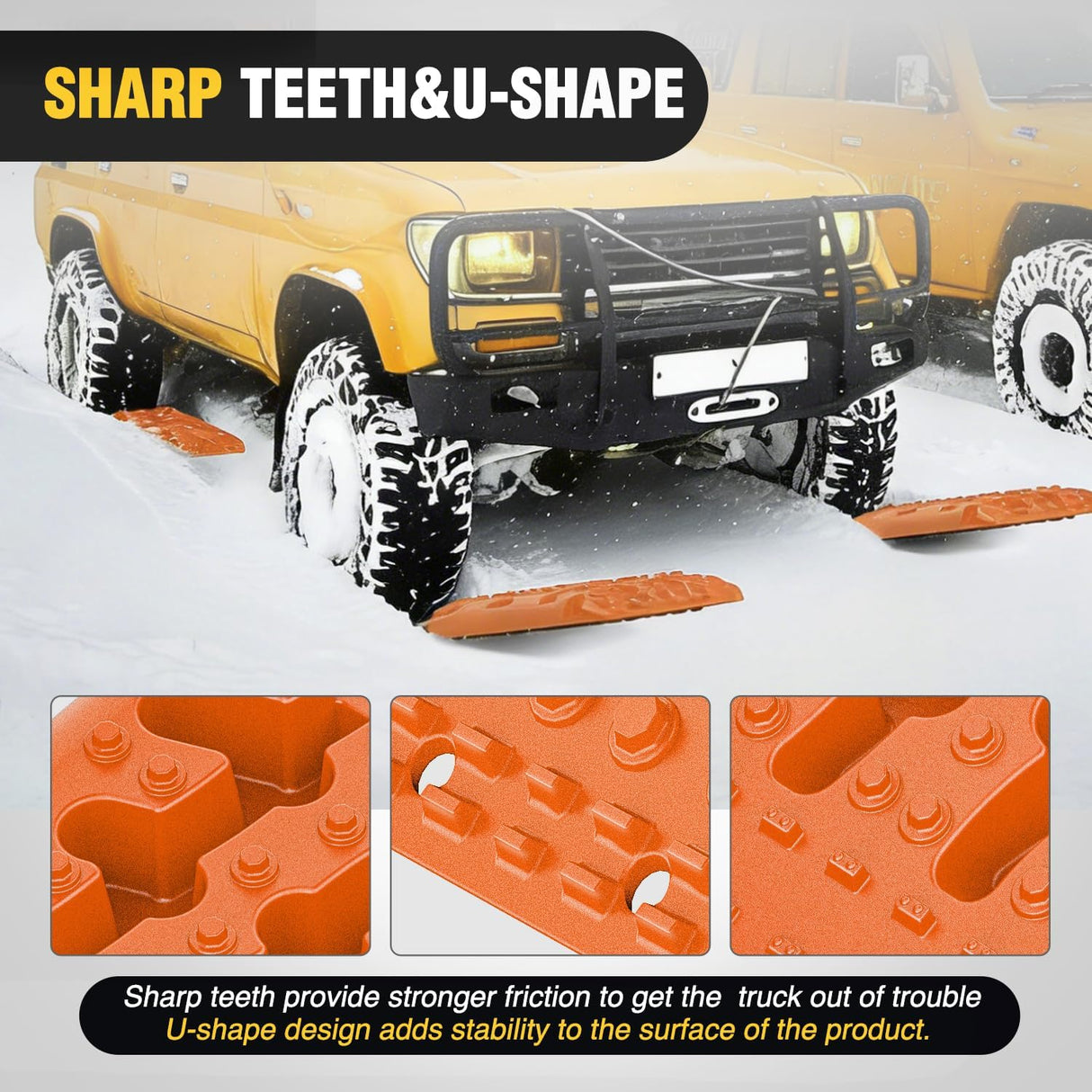 Off Road Traction Boards 4x4 Truck Jeep Recovery Tracks Mats Gear | Heavy Duty Tire Recovery Boards Mounting Kit With Round and Square Jack Lift Base for Truck Jeep SUV Mud Sand Dunes Snow
