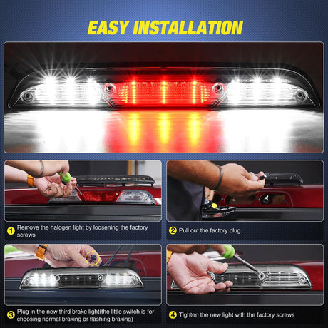 Third Brake Light Tail High Mount 3rd Stop Cargo Reverse Lights Clear Lens Compatible with Ford F150 2015 2016 2017 2018 2019 2020 Super Duty F250 F350 2017+ Ranger 2019+ Maverick 2022+